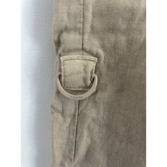 Vintage Y2K Guess Jeans Women's 27 Linen Cargo Pants Drawstring Beige Loose - Picture 4 of 10